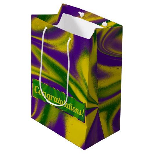 Mardi Gras Swirls Medium Cadeauzakje (Voorkant Gekanteld)