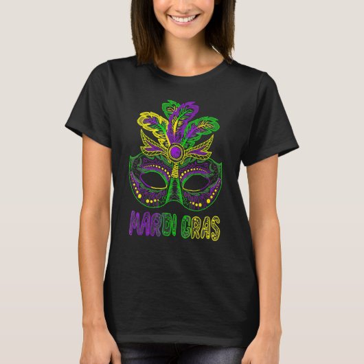 Mardi Gras T Shirt Mardi Gras 2023 Beads Mask Feat (Voorkant)