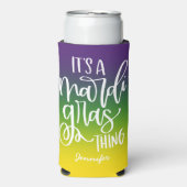 Mardi Gras Text Design Ombre Seltzer Blikjeskoeler (Seltzer Voorkant)