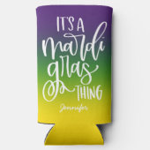 Mardi Gras Text Design Ombre Seltzer Blikjeskoeler (Achterkant)