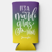 Mardi Gras Text Design Ombre Seltzer Blikjeskoeler (Voorkant)