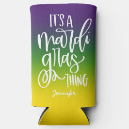 Mardi Gras Text Design Ombre Seltzer Blikjeskoeler