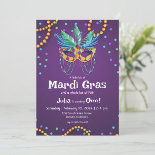 Mardi Gras Thema 1e Verjaardagsfeestuitnodiging Kaart