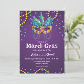 Mardi Gras Thema 1e Verjaardagsfeestuitnodiging Kaart