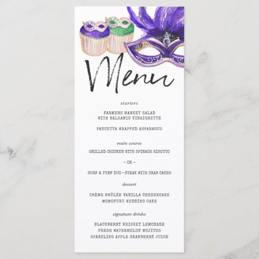 Mardi Gras Thema Menu Sjabloon (Voorkant)