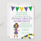 Mardi Gras Thema Verjaardag Uitnodiging (Voorkant)