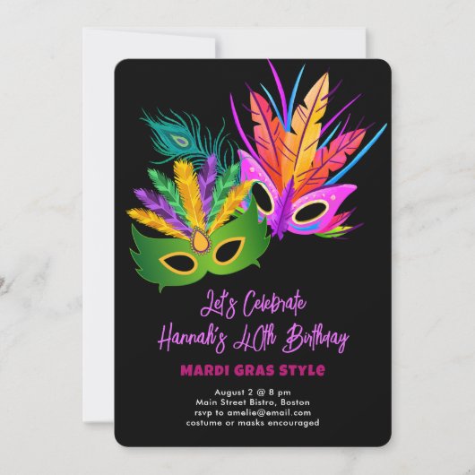 Mardi Gras themafeest Kaart (Voorkant)