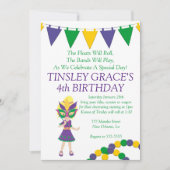 Mardi Gras Theme Birthday Uitnodiging (Voorkant)
