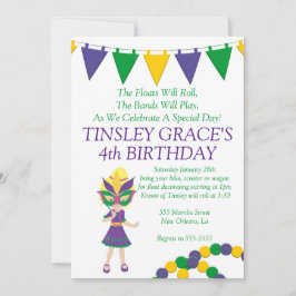 Mardi Gras Theme Birthday Uitnodiging