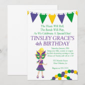 Mardi Gras Theme Birthday Uitnodiging (Voorkant / Achterkant)