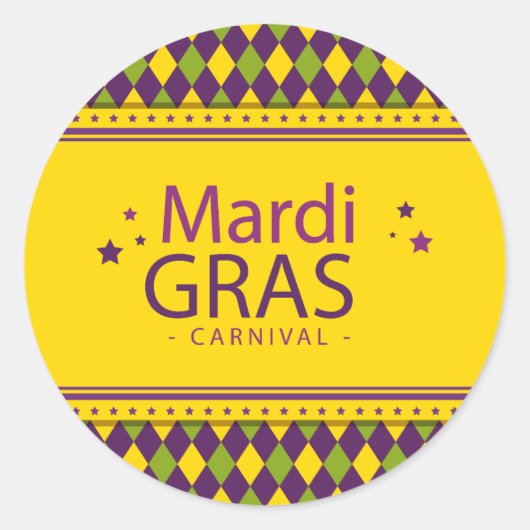 Mardi Gras Theme Ronde Sticker (Voorkant)