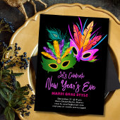 Mardi Gras Themed New Year's Eve Party Kaart
