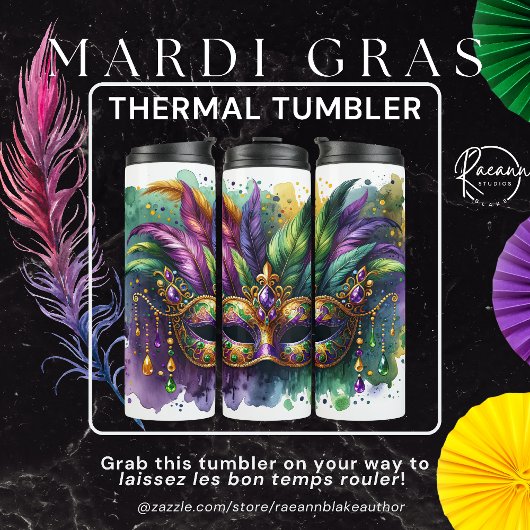 Mardi Gras thermische tumbler Thermosbeker