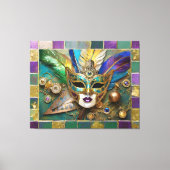 Mardi Gras Third Eye Gouden Keramisch Veer Masker Canvas Afdruk (Voorkant)