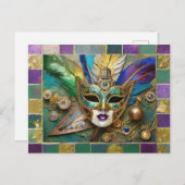 Mardi Gras Third Eye Gouden Keramisch Veer Masker Feestdagenkaart (Voorkant / Achterkant)