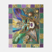 Mardi Gras Third Eye Gouden Keramisch Veer Masker Fleece Deken (Voorkant)