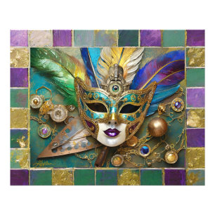 Mardi Gras Third Eye Gouden Keramisch Veer Masker Foto Afdruk