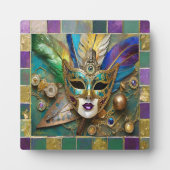 Mardi Gras Third Eye Gouden Keramisch Veer Masker Fotoplaat (Voorkant)