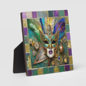 Mardi Gras Third Eye Gouden Keramisch Veer Masker Fotoplaat (Voorkant)