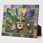 Mardi Gras Third Eye Gouden Keramisch Veer Masker Fotoplaat (Zijkant)