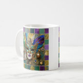 Mardi Gras Third Eye Gouden Keramisch Veer Masker Koffiemok (Voorkant links)