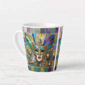 Mardi Gras Third Eye Gouden Keramisch Veer Masker Latte Mok (Linkerhoek)