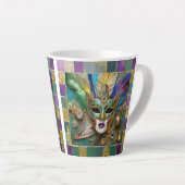 Mardi Gras Third Eye Gouden Keramisch Veer Masker Latte Mok (Rechterhoek)
