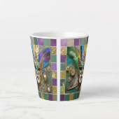 Mardi Gras Third Eye Gouden Keramisch Veer Masker Latte Mok (Voorkant)
