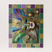 Mardi Gras Third Eye Gouden Keramisch Veer Masker Legpuzzel (Verticaal)