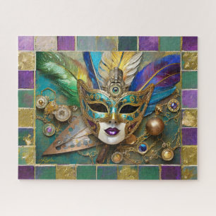 Mardi Gras Third Eye Gouden Keramisch Veer Masker Legpuzzel