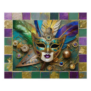 Mardi Gras Third Eye Gouden Keramisch Veer Masker Perfect Poster