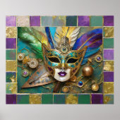 Mardi Gras Third Eye Gouden Keramisch Veer Masker Poster (Voorkant)