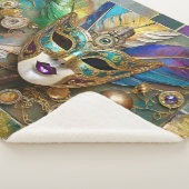 Mardi Gras Third Eye Gouden Keramisch Veer Masker Sherpa Deken (3/4)