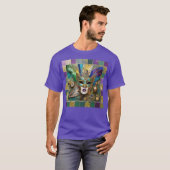 Mardi Gras Third Eye Gouden Keramisch Veer Masker T-shirt (Voorkant volledig)