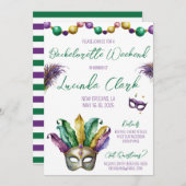 Mardi Gras Thmed Bachelorette Party Kaart (Voorkant / Achterkant)