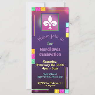 Mardi Gras Ticket Invitation Kaart