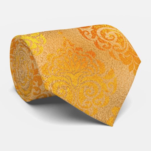 Mardi Gras Tie, Mardi Gras Golden Damask Pattern Stropdas (Opgerold)