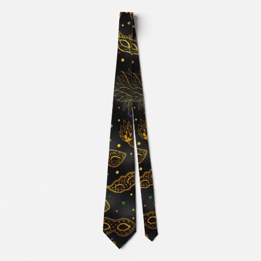 Mardi Gras Tie, Mardi Gras Golden Masks Stropdas (Voorkant)