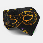 Mardi Gras Tie, Mardi Gras Golden Masks Stropdas (Opgerold)