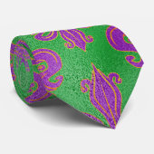 Mardi Gras Tie, Mardi Gras Green Purple Fleur Stropdas (Opgerold)