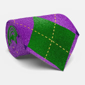 Mardi Gras Tie, Mardi Gras Purple Green Argyle Stropdas (Opgerold)