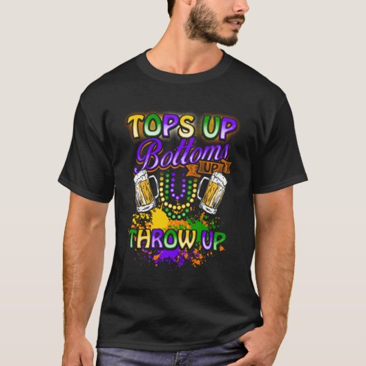 Mardi Gras Topjes omhoog Bodems omhoog gooien bier T-shirt (Voorkant)