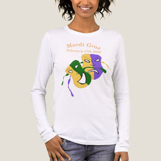 Mardi Gras Tragedy Comedy Mask Tri-Blend Shirt (Voorkant volledig)