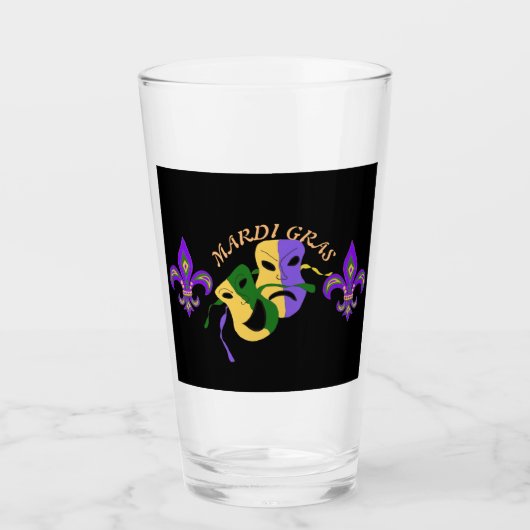 Mardi Gras Tragic, Comic Mask Colorful Glas (Voorkant)