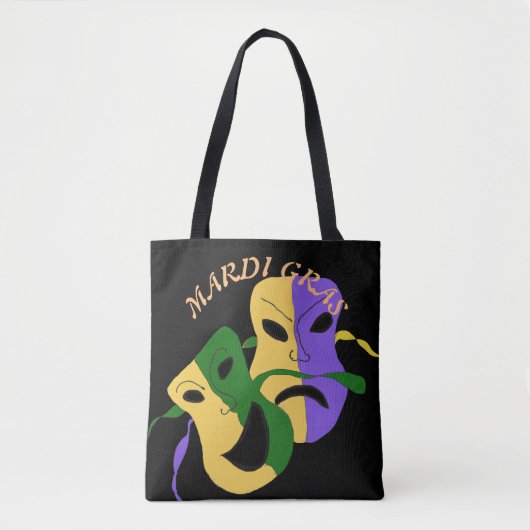 Mardi Gras Tragic, Comic Mask Colorful Tote Bag (Voorkant)