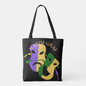 Mardi Gras Tragic, Comic Mask Colorful Tote Bag (Achterkant)