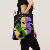Mardi Gras Tragic, Comic Mask Colorful Tote Bag (Dichtbij)
