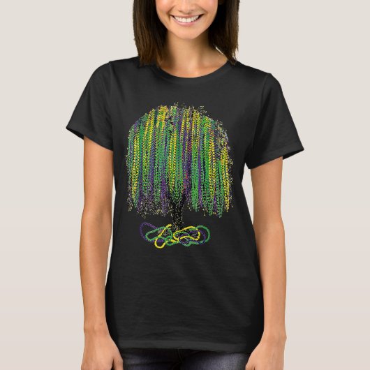 Mardi Gras Tree Beads New Orleans 2023 Waterverf T-shirt (Voorkant)