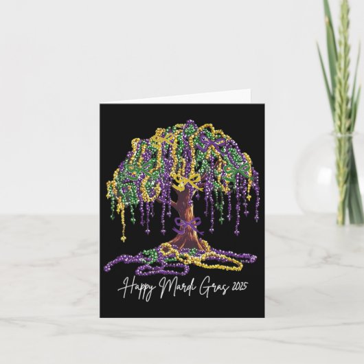 Mardi Gras Tree Beads New Orleans 2025 Waterverf Kaart (Voorkant)