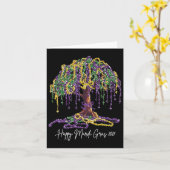 Mardi Gras Tree Beads New Orleans 2025 Waterverf Kaart (Gele Bloem)